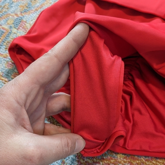 Vintage Red Belted Ruffle One Piece Swim Size M - Picture 6 of 11